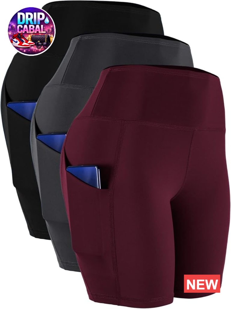 High Waist Spandex Yoga Shorts For Bike Running With Pockets